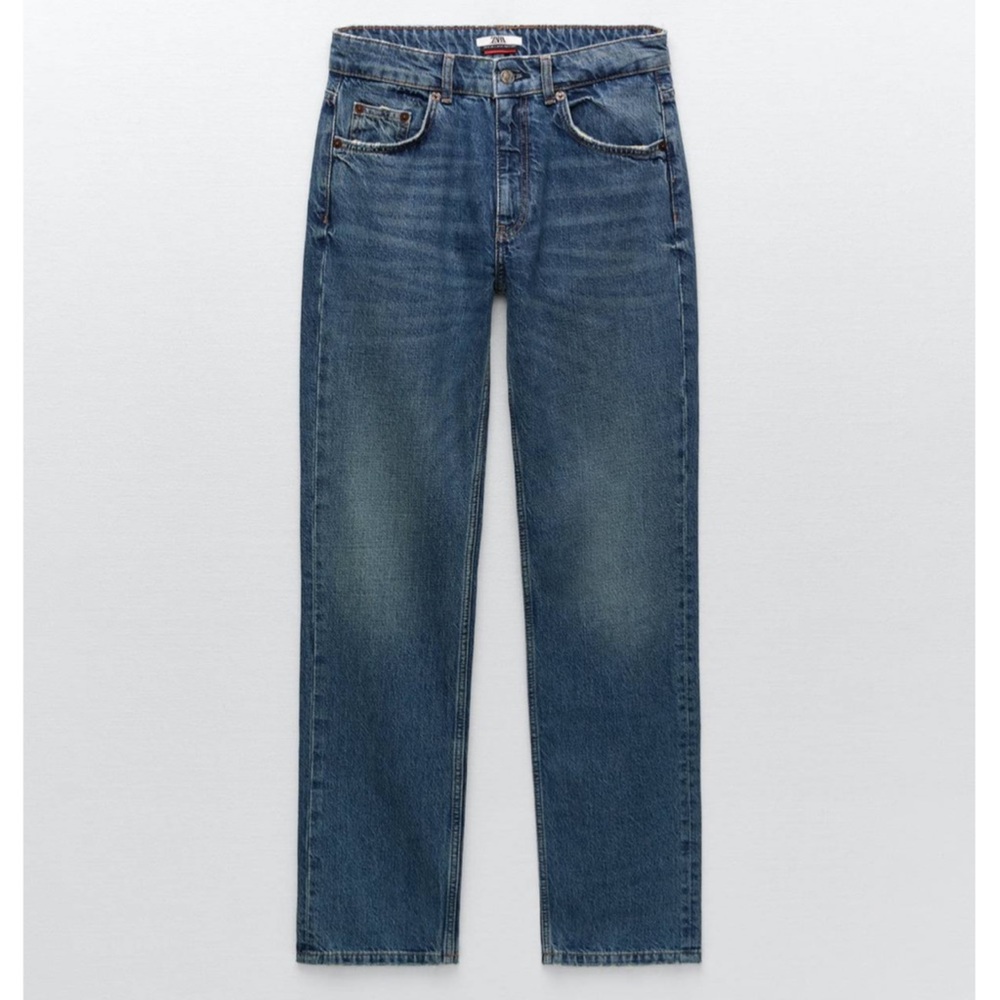 Zara Mid Rise Straight Leg Jean